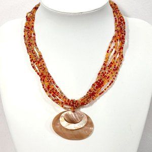 Coldwater Creek Abalone Shell & Seed Bead Necklace